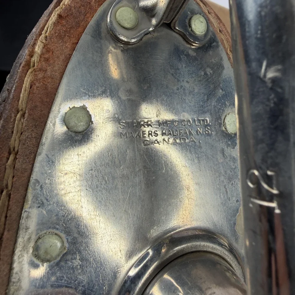 Vintage Starr Mfg REX Ice Skates Size 7.5 Black Brown Leather Canada Senior‎